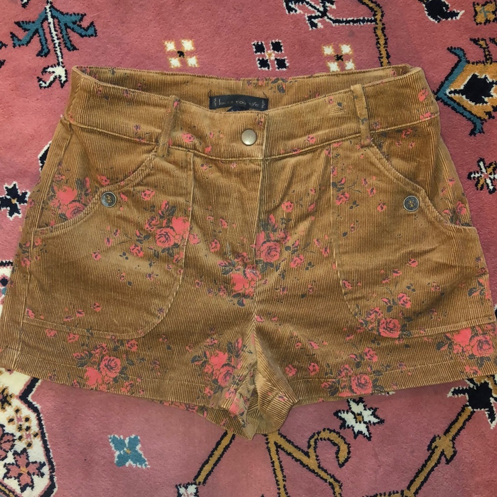 Lucca Couture Corduroy Floral Shorts - S